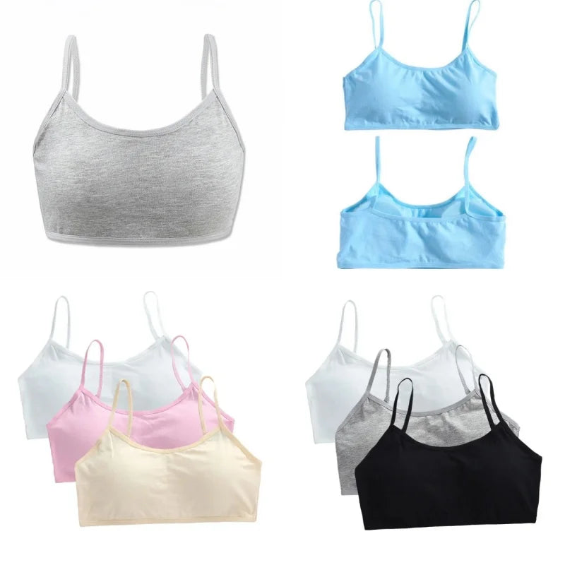 3PCS Student Bra Soft Children Sport Vest Girls Teenager Training Bra Underwear