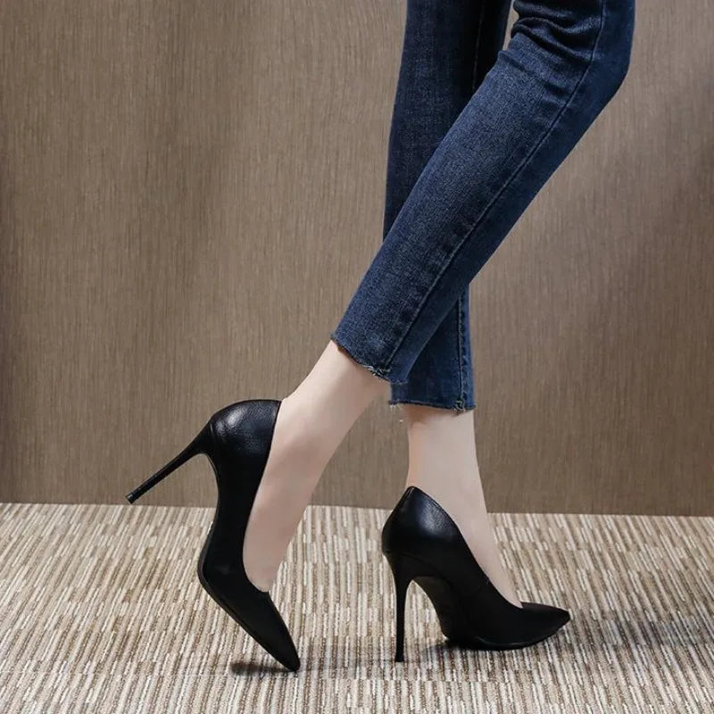 Black Women's Shoes Sexy Super High Heel Formal Pointed Toe Ladies Pumps Spring Footwear Lastest Premium And Low Price 39