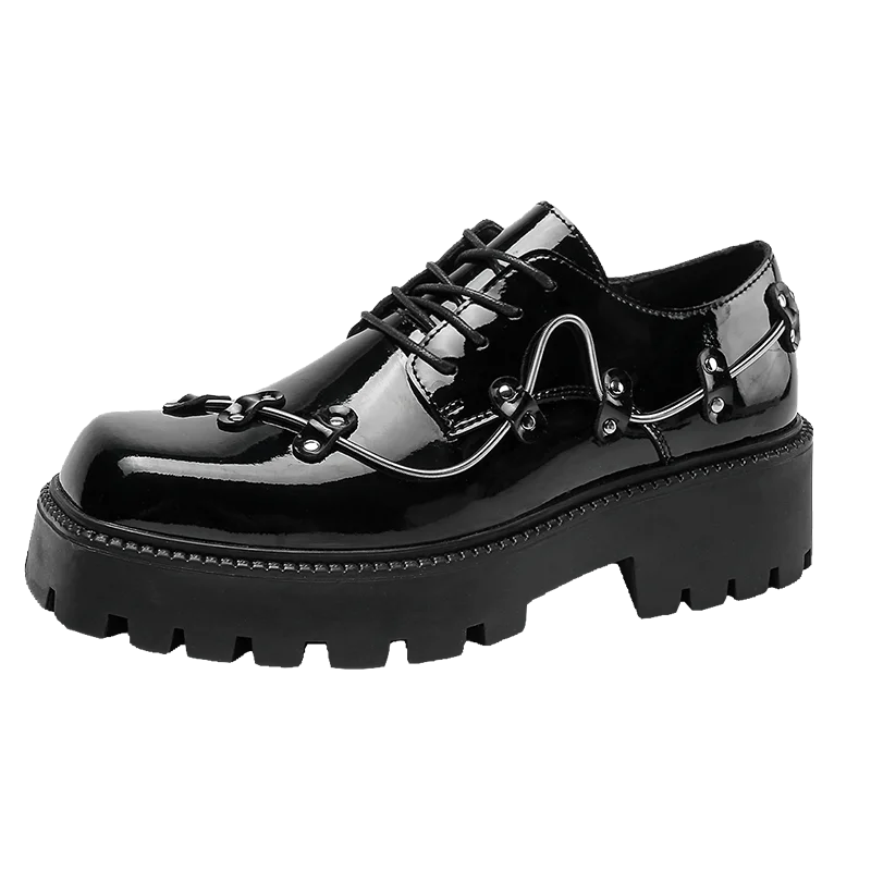 Brand New Black Brogue Shoes Men Classic Platform Oxford Dress Shoes Men Retro Patent Leather Footwear Low-Ankle Party Shoes