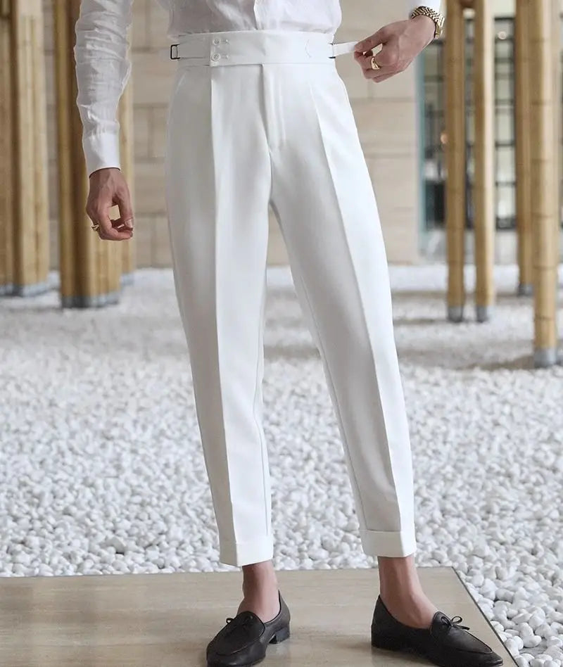Straight Man Suits Pants Social Tailoring Business High Waist Trousers for Men Summer 2025 Formal New in Work Wear Elegant Up