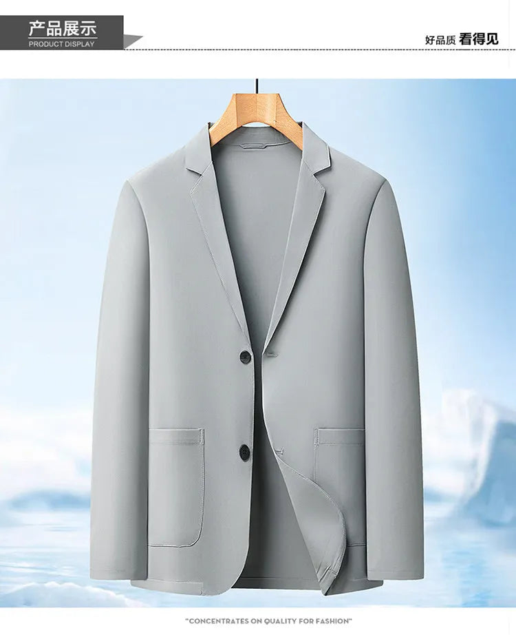 Men's suit - breathable pure color single-layer lightweight summer/autumn sun protection business-fit single-layer jacket