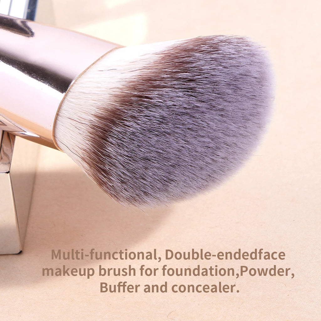 MAANGE 2PCS Foundation Makeup Brush Double-ended Flat/Angle Top Contour Brush for Beauty Blending Liquid Powder Concealer Cream