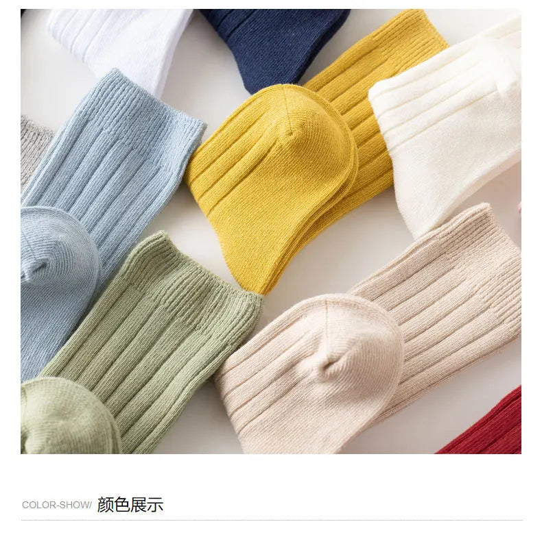 Baby Socks Newborn Kids Infant Girls Boys Knee High Sock Toddler Girl Solid Cotton Stripe Plain Long Sock For 0-3Years Children