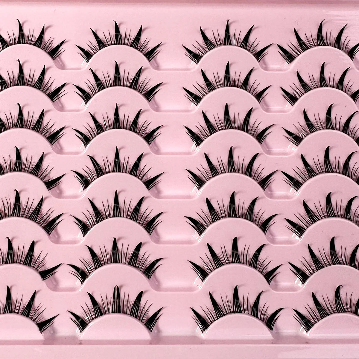 5/7/14Pairs Manga Lashes with Clear Band Japanese Anime Cosplay Eyelashes Spiky Wet Look Lashes Asian False Eyelashes Clusters