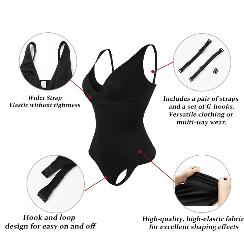 Fajas Colombianas Thong Bodysuit Women Seam-free Shapewear Flat Belly Waist Trainer Body Shaper Butt Lifter Slimming Underwear