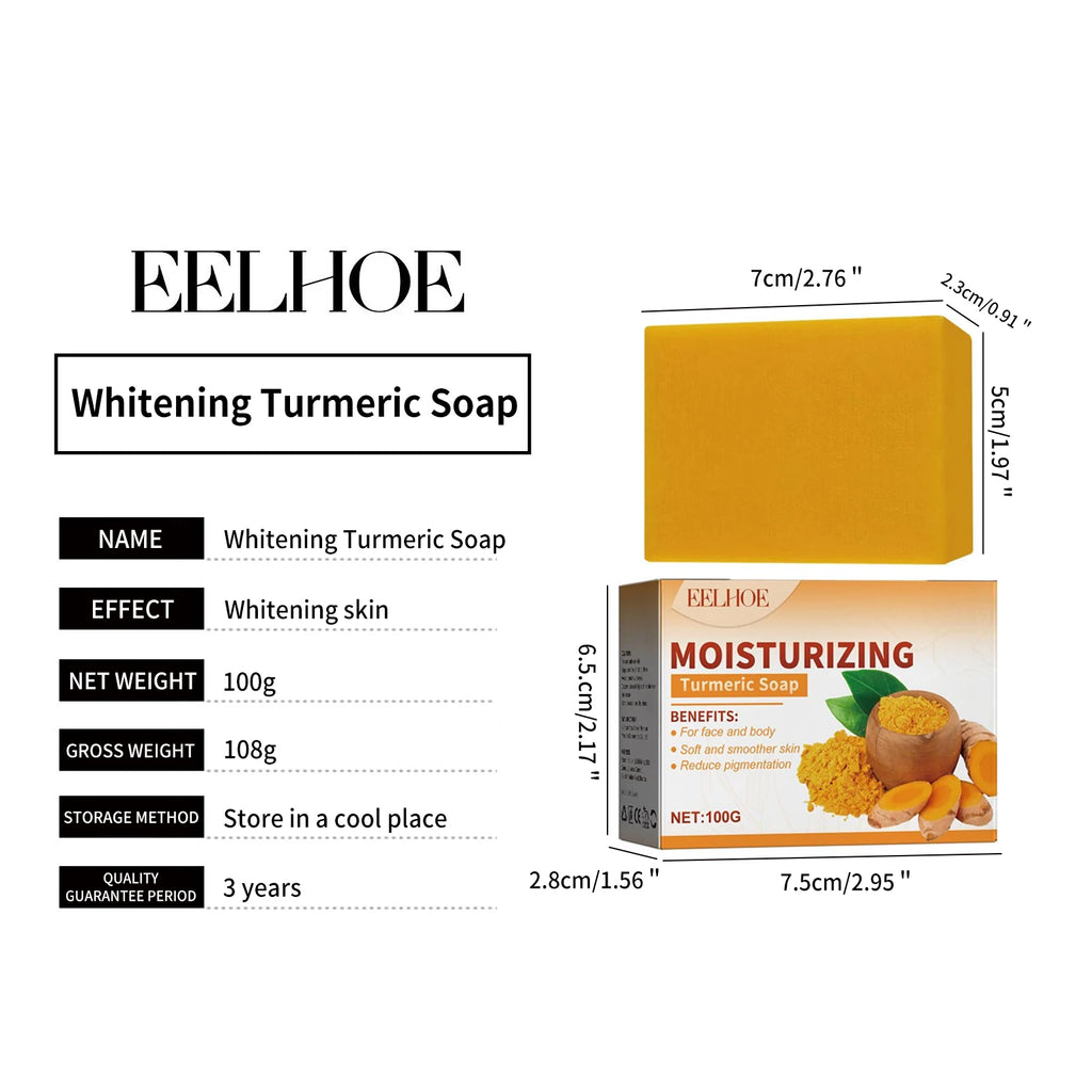 Whitening Turmeric Soap Remove Melasma Dark Spot Deep Cleaning Fade Pigmentation Bleach Lightening Melanin Brightening Body Soap
