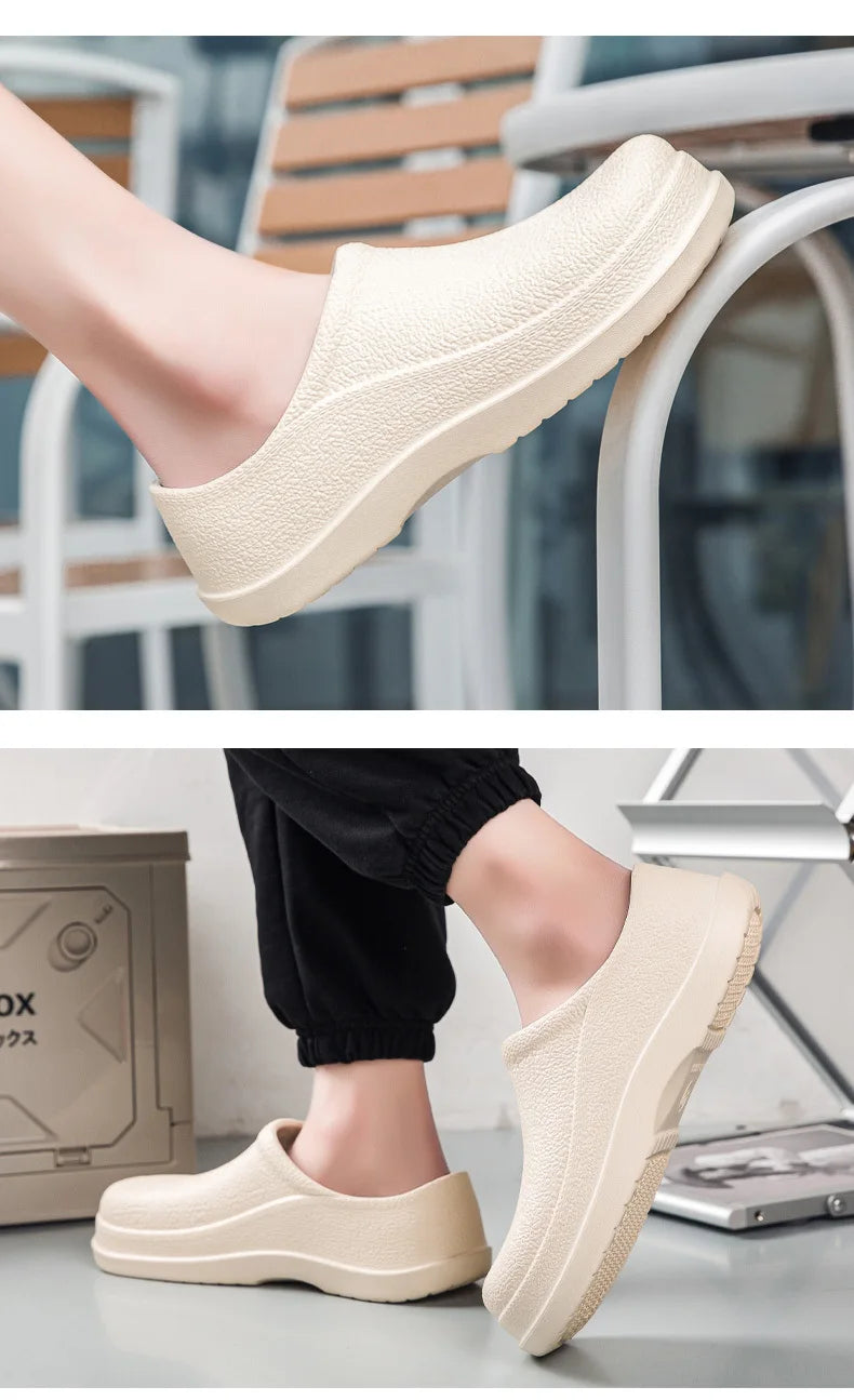 Men Chef Shoes Man Summer Beach Slippers Water-proof Oil-proof Kitchen Shoes Non-slip Garden Clogs Hotel Work Shoe EVA Sandal