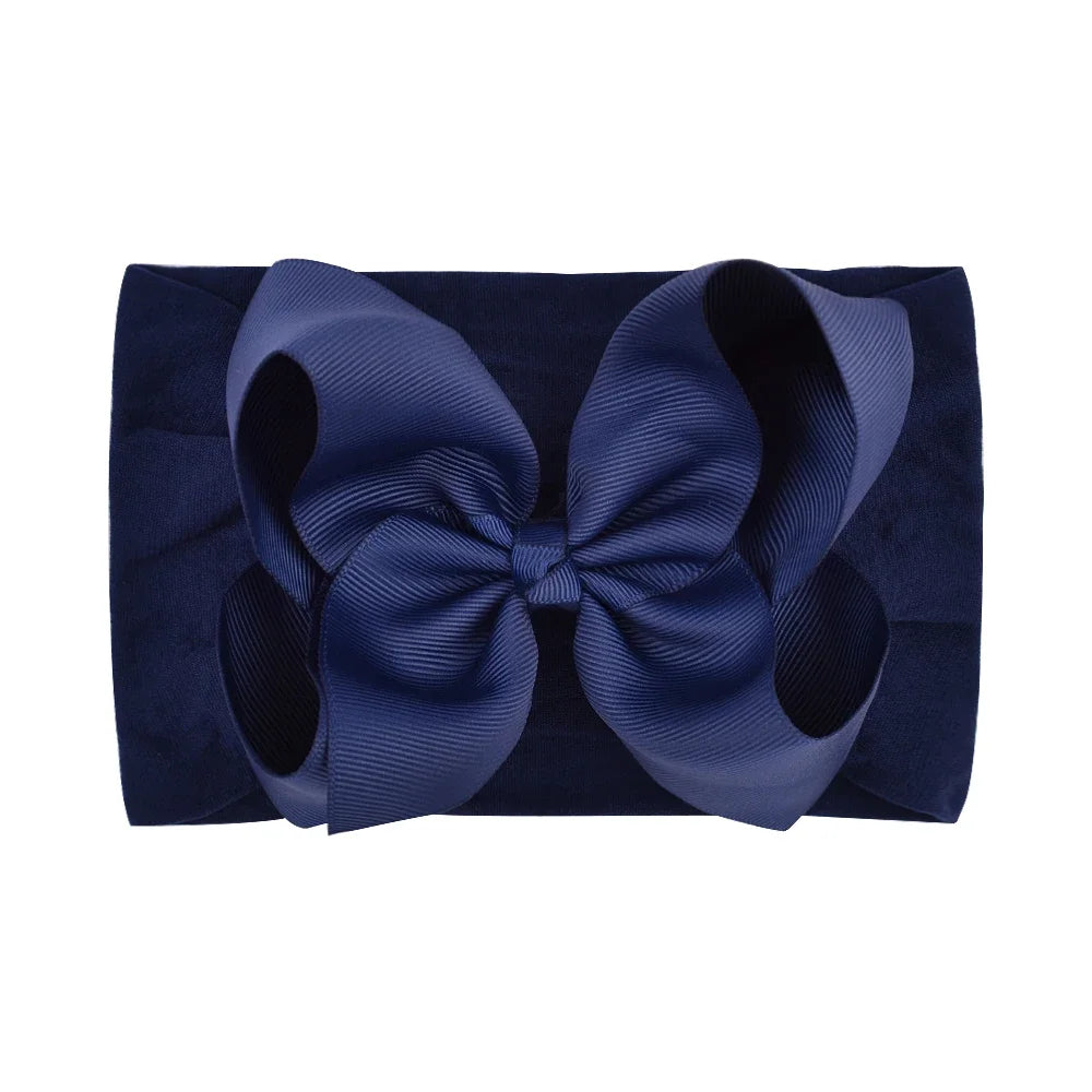 1PC Large Ribbon Bow Headband for Baby Girls Wide Nylon Turban Newborn Bow Headwrap Gift Super Soft Babe Hair Accessories