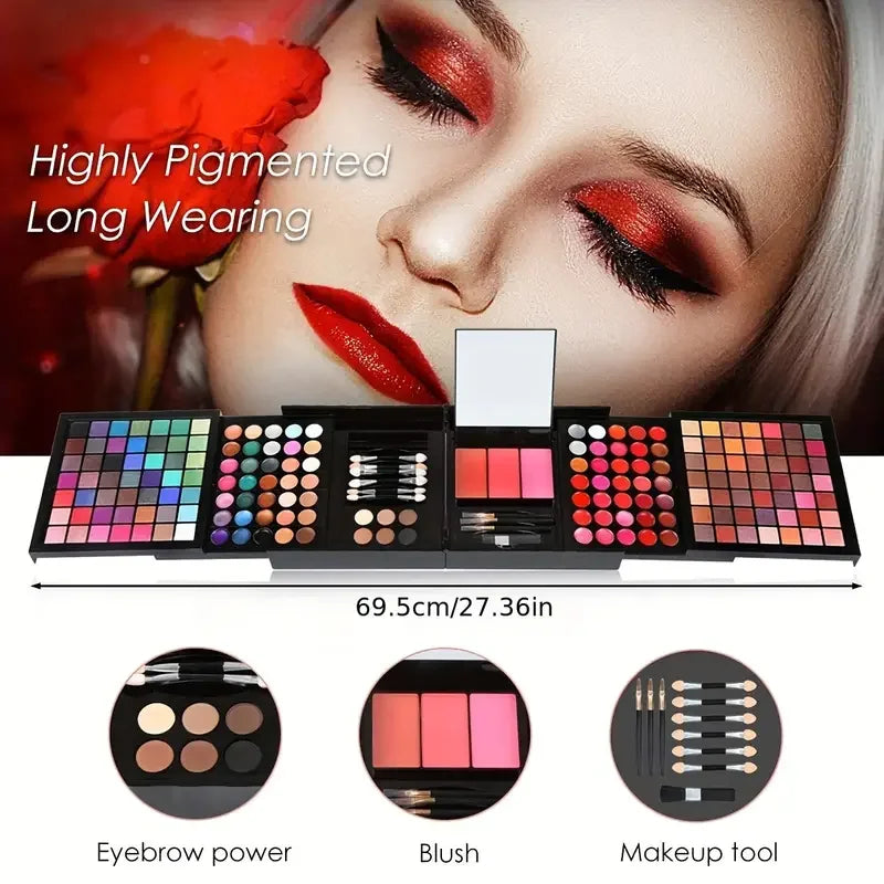 Marie Set de Maquillaje de 177 Colores — Paleta de Sombras, Rubor, Brillo Labial, Corrector y Espejo Incluido para Mujer