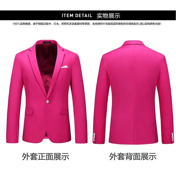 Men's Suits 2 PCS Sets Fashion Business Casual Formal Clothes Man Solid Slim Prom Party Blazer Coats+Trousers Sets Plus Size 6XL