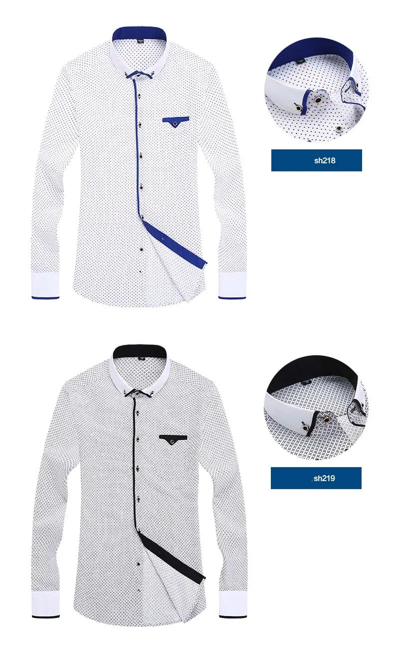 White Big Size 5XL Men Dress Shirt 2026 New Long Sleeve Slim Fit Button Down Collar Good Quality Printed Business Shirts