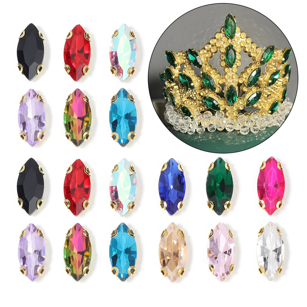 Horse Eye Flatback Reinestone Quality Sewing Crystal Flatback Rhinestones Sew On Stones Glass For Dresses Clothes DIY Jewelry