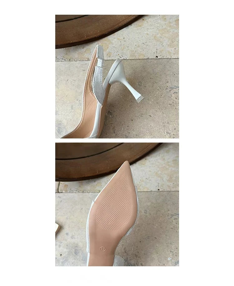 Women's Sexy Pointed-Toe Slingback Sandals — Summer 2026 Trend: Leather High Heels for Dresses — New Elegant Party Footwear