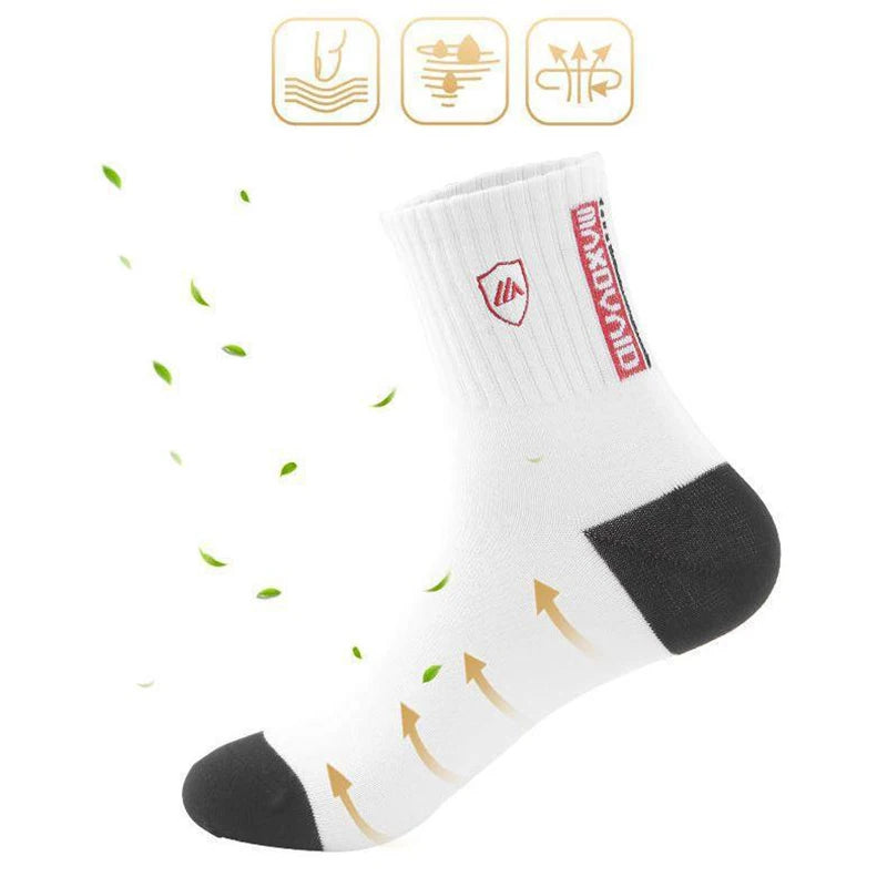 5 Pairs Men's Mid-Calf Socks Cotton Breathable Warm Sports Socks Autumn Winter Sweat-Absorbing Long Casual Trendy Style