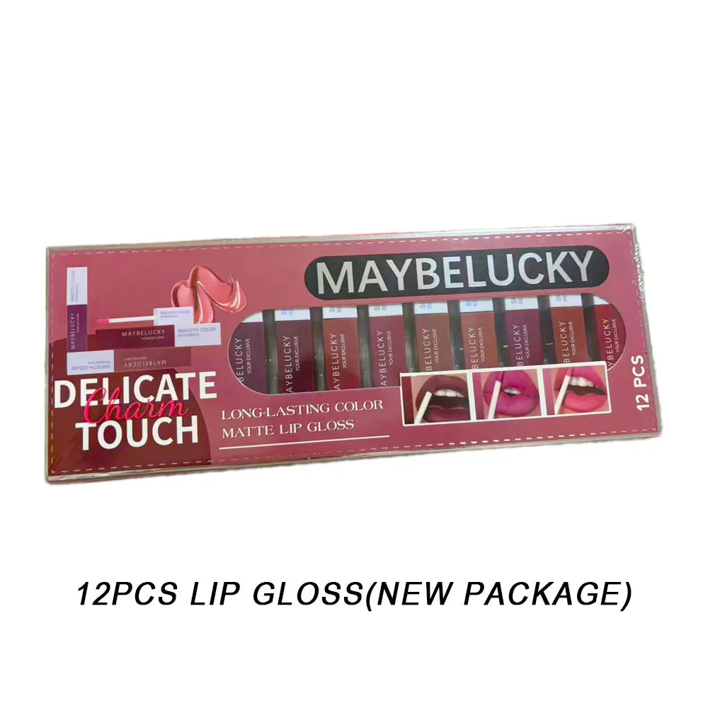 12/24Pcs Matte Lipstick 6/12 Colors Set Long Lasting Waterproof Non-Stick Lipstick  Women Lips Makeup Wholesale