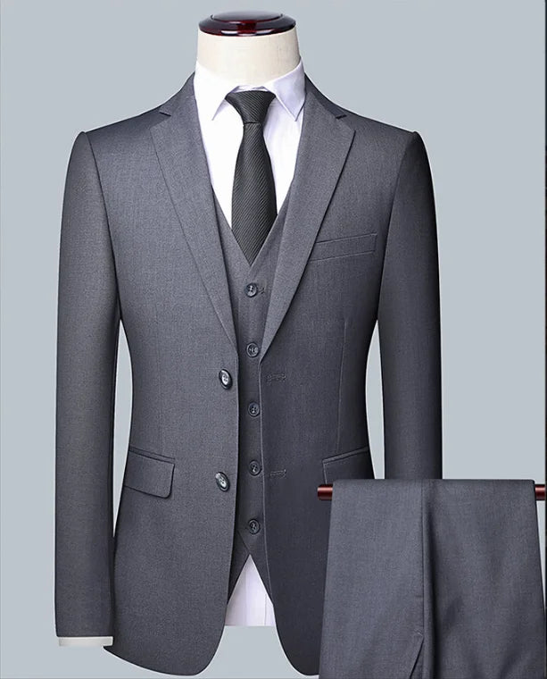 Men's Solid Color Business Suit 2025 High Quality Fashion Banquet Wedding Trend Groom Best Man Single 3/2/1