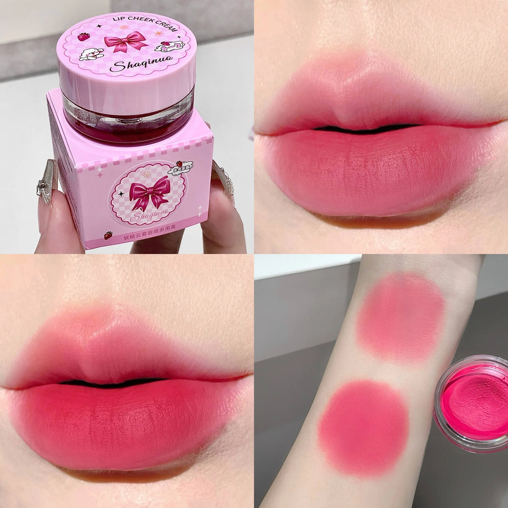 Lip and Cheek Dual-Purpose Lip Mud Lipstick SHAQINUO Natural Smooth  Easy-apply All-match Matte Monochrome Blush Cream