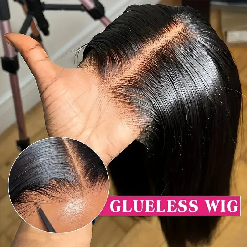 Glueless Wigs Virgin Human Hair Ready To Wear Pre Plucked Pre Cut No Glue 6X4 Bone Straight 100% Human Hair Lace Wigs for Women