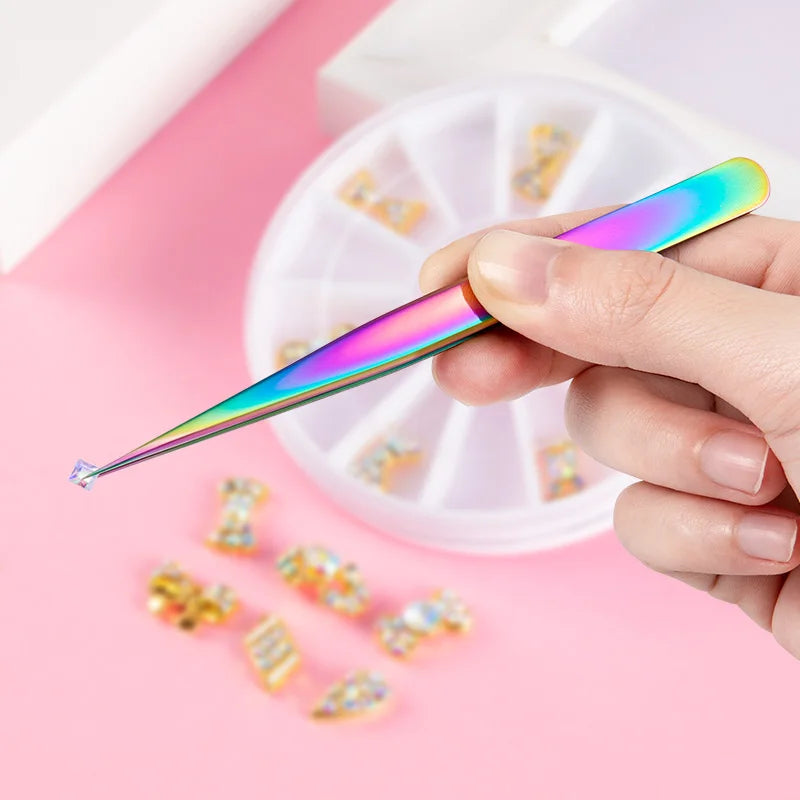 Eyelashes Tweezers Stainless Steel For Lashes Extension Makeup Tools Nail Art Accessories Rhinestone Picker Tools