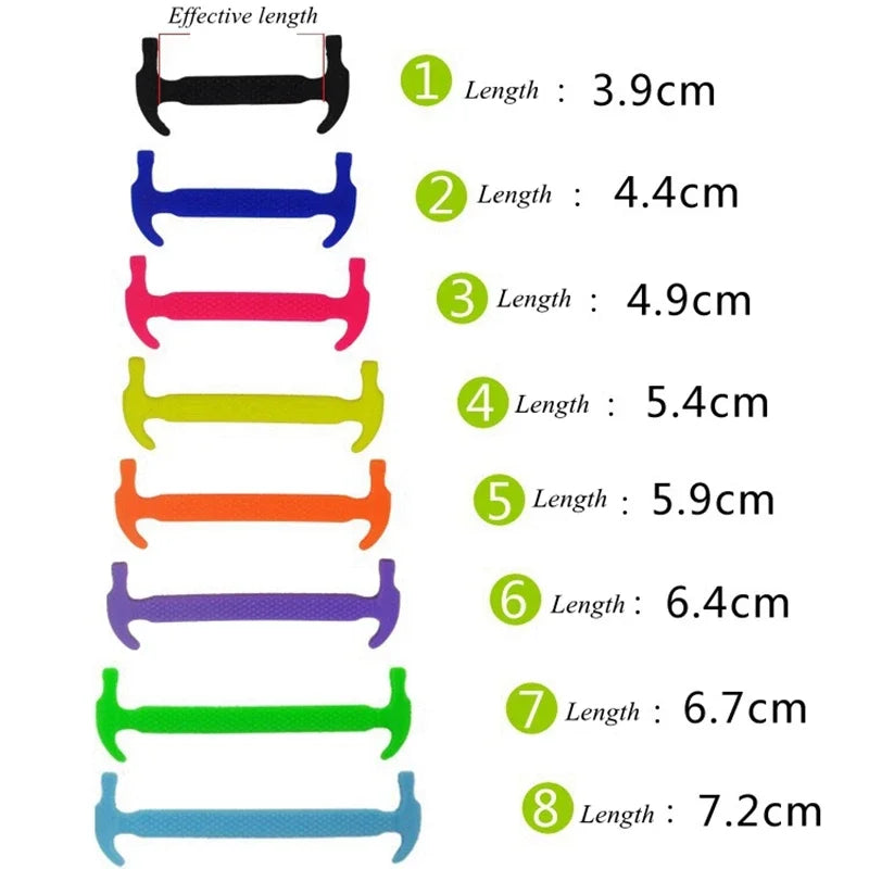 Silicone Elastic Shoelaces Without Ties Kids Adult Fashion Hammer Type Running Sneakers Rubber Band Shoes Laces Lazy Shoestrings