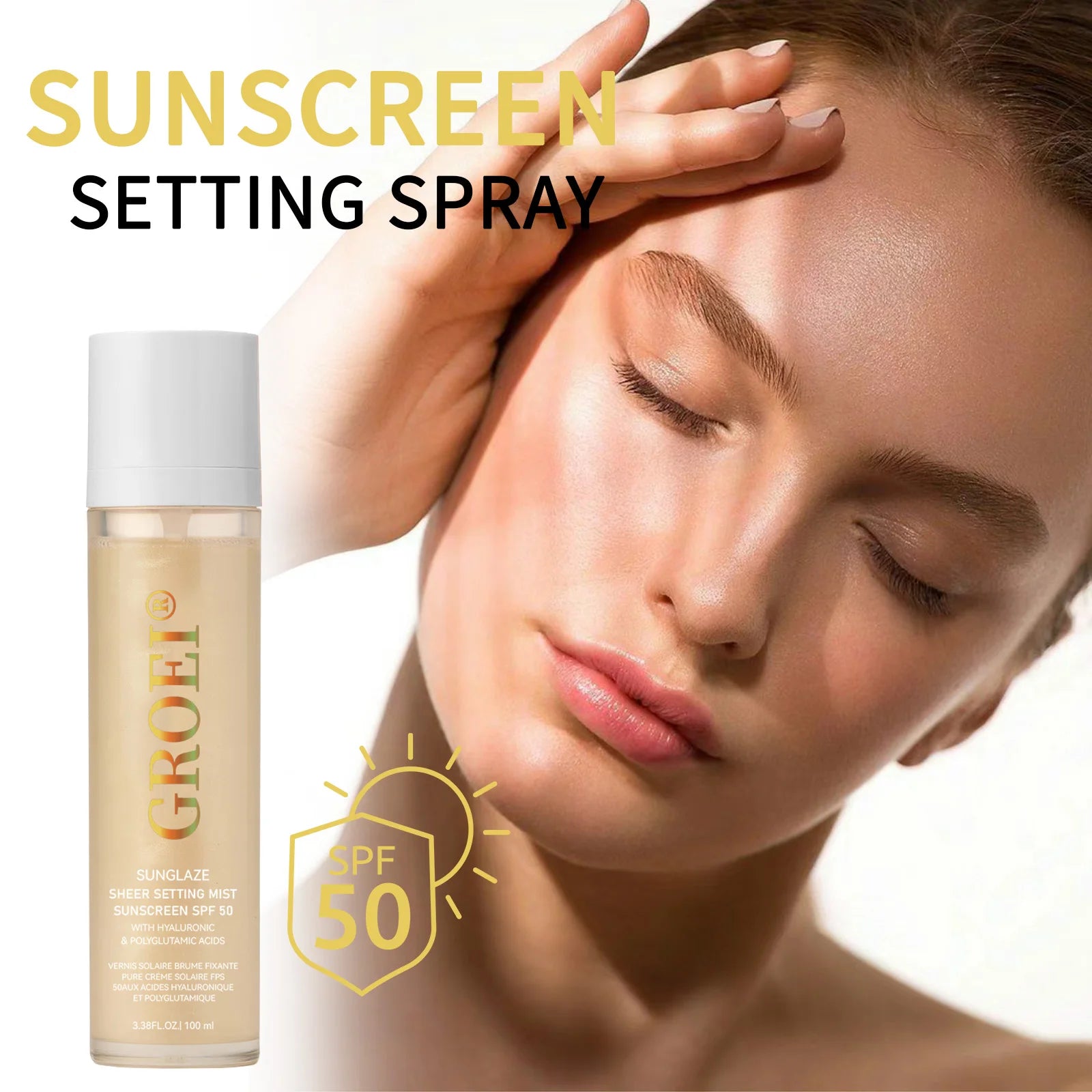 Marie Spray Fijador con Protector Solar SPF 50 100ml — Bruma Facial Ligera, Transparente, No Grasosa y Refrescante para el Cuidado de la Piel