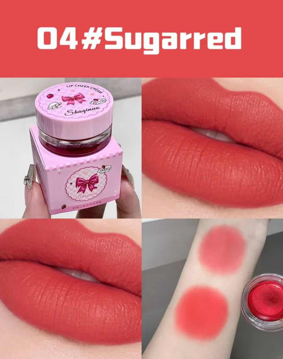 Lip and Cheek Dual-Purpose Lip Mud Lipstick SHAQINUO Natural Smooth  Easy-apply All-match Matte Monochrome Blush Cream