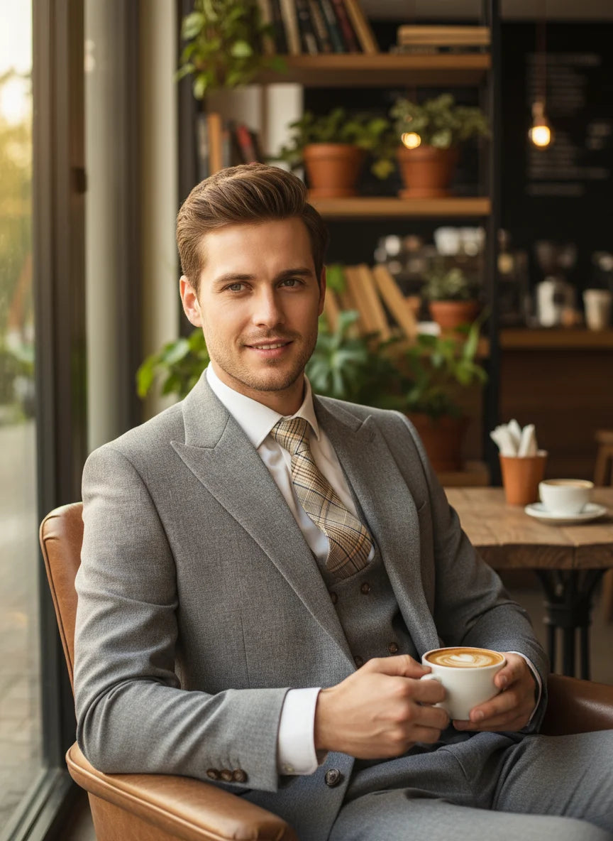elegant man suits high quality 3 piece （Jacket + vest + pants）slim fit formal office and leisure banquet groom's suit