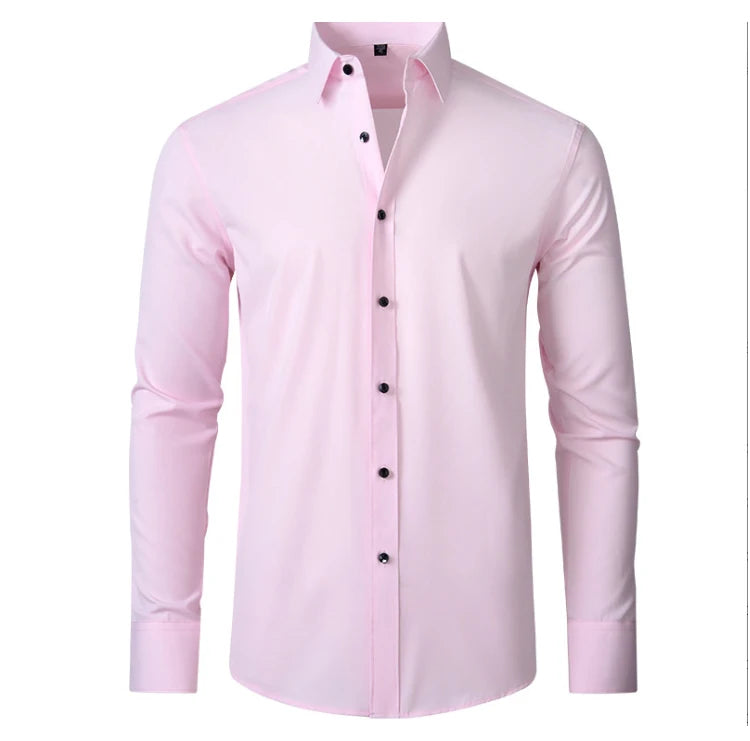 6xl summer black White Oversize men's long-sleeved Dress shirt  High quality elastic force non-iron  business casual