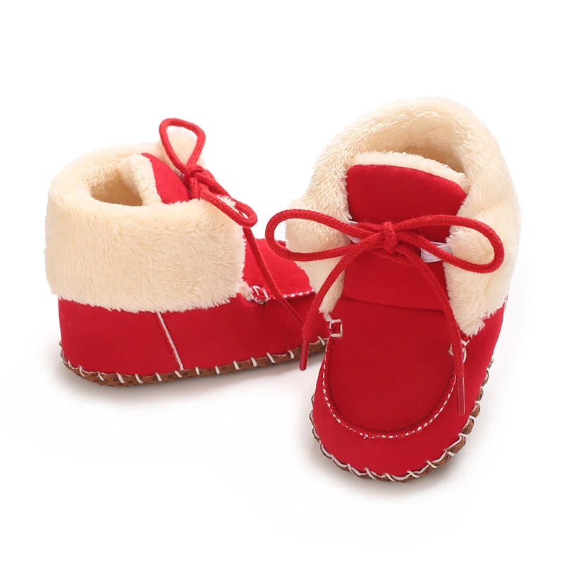 Autumn and Winter Baby Plush Thick Warm Cotton Shoes 0-18 Months Soft Soled Comfortable Non Slip Boots