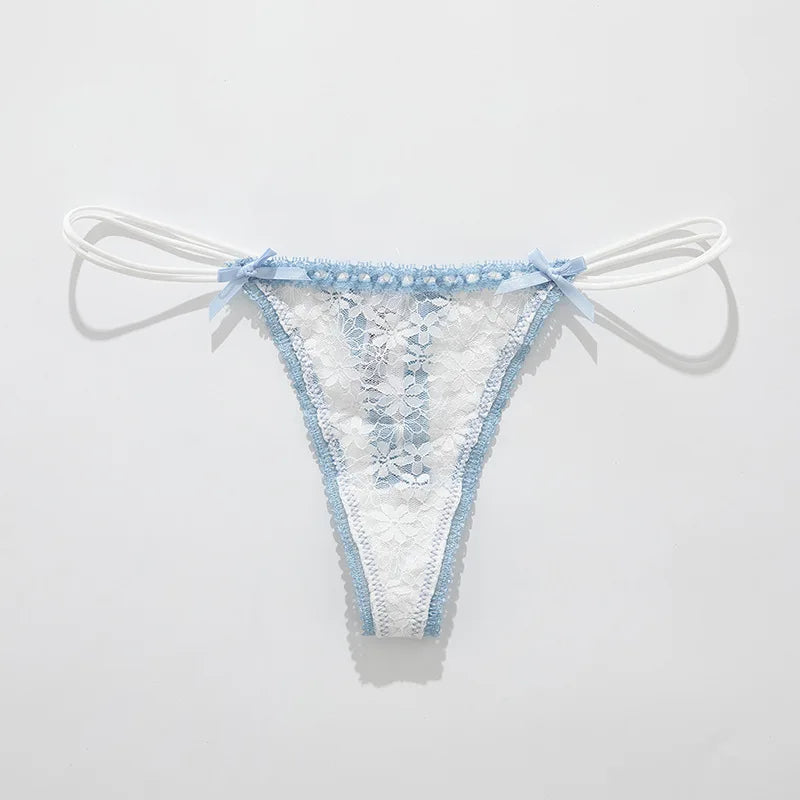 Lace Bow Panties Sexy Female Lingerie Daily Home Wear Solid Thongs Underwear Women Low Waist Panties Breathable Трусы Женские