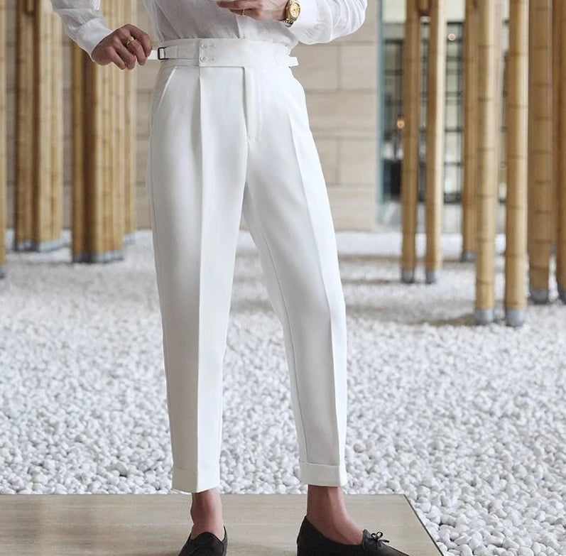 Straight Man Suits Pants Social Tailoring Business High Waist Trousers for Men Summer 2025 Formal New in Work Wear Elegant Up