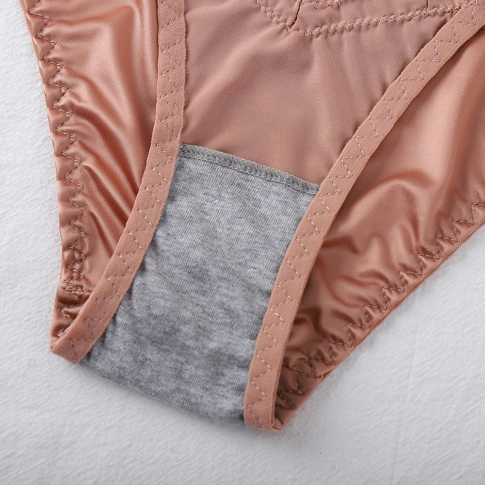 Lace Women Underpants Elegant Floral Lace Trim Low-waist Women's Panties for Daily Wear Honeymoon Wedding Night Silky