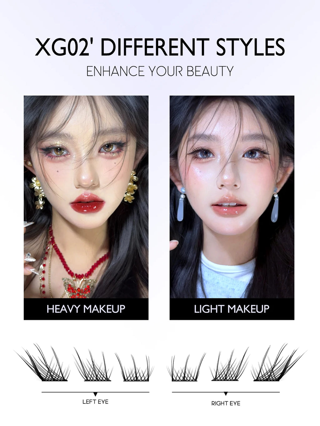 GROINNEYA DIY Lashes Natural Eyelash extension Cluster Lashes Volume Mixed Tray Lashes Cluster Natural DIY Lashes Extension