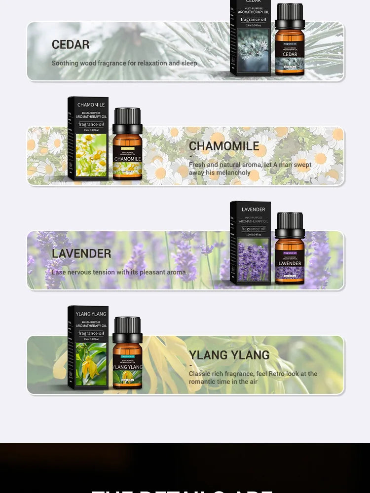 20 Flavors Essential Oils for Aroma Diffuser Air Humidifier Home Water-soluble 10ml Air Freshener Scents Fragrance Oil Perfume