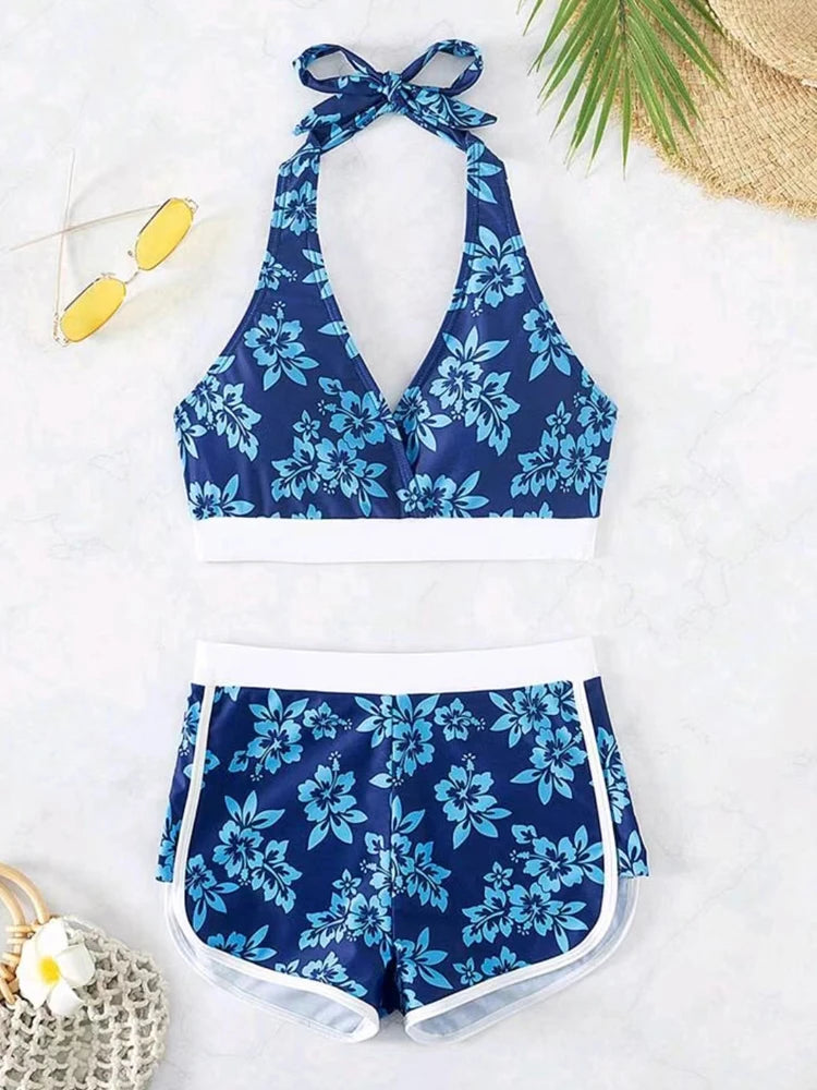 VigoBreviya Print 2026 Tied Halter Swimwear Sexy Women High Waist Bikini Set Push Up Brazilian Swimsuit Lady Beach Bathing Suit