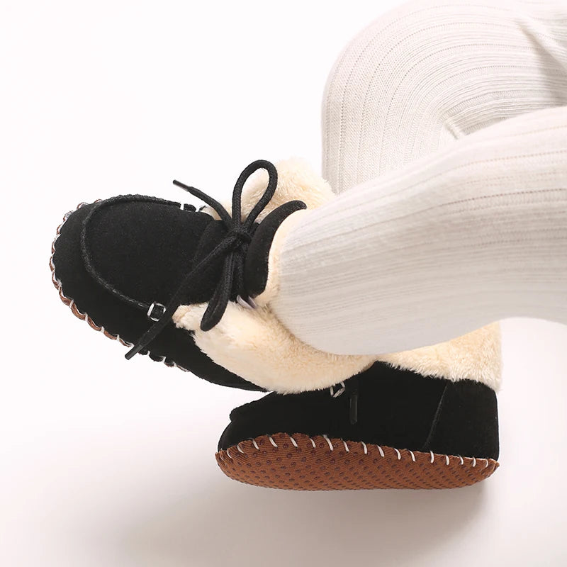 Autumn and Winter Baby Plush Thick Warm Cotton Shoes 0-18 Months Soft Soled Comfortable Non Slip Boots