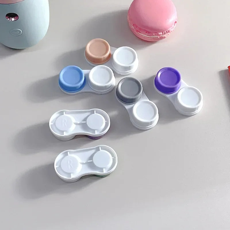 Colored Contact Lens Case Travel Kit Holder Lens Container Box 1 Pcs L+R for Eyes Contacts
