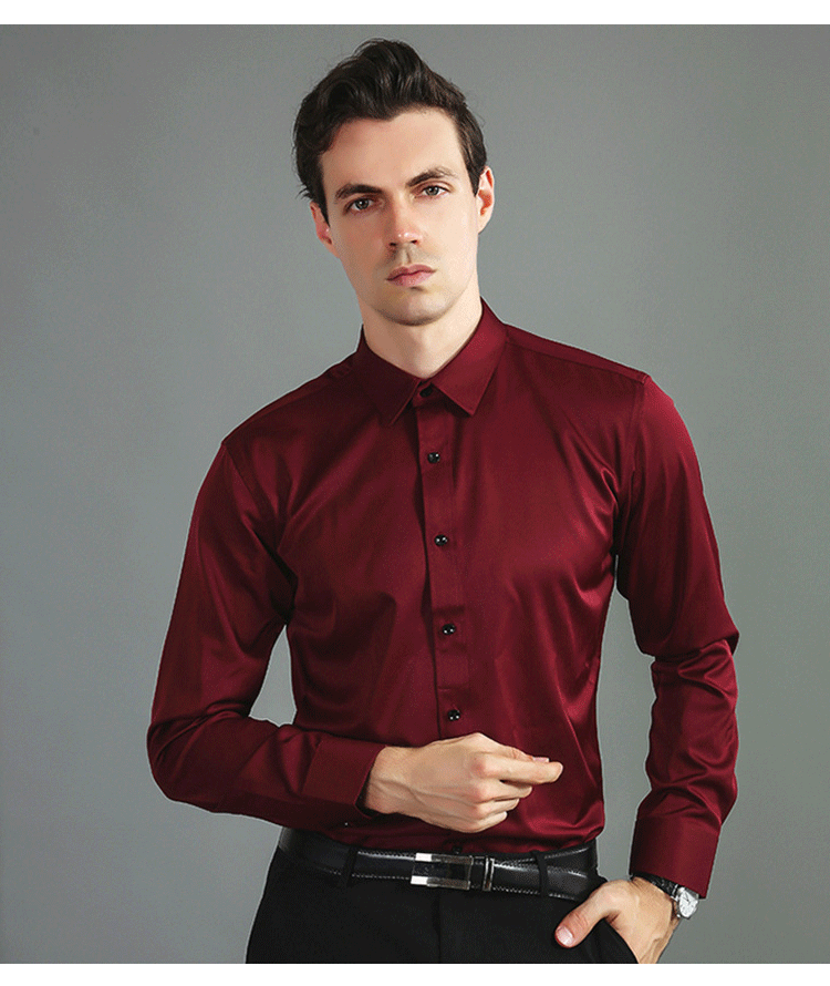 6xl summer black White Oversize men's long-sleeved Dress shirt  High quality elastic force non-iron  business casual