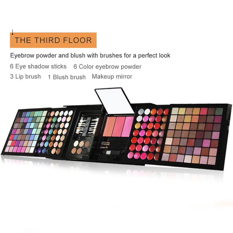 Marie Set de Maquillaje de 177 Colores — Paleta de Sombras, Rubor, Brillo Labial, Corrector y Espejo Incluido para Mujer