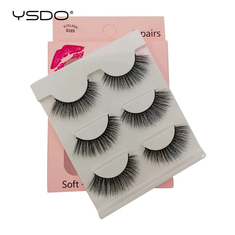 YSDO 3/4 Pairs Eyelashes Natural Long 3d Mink Lashes Faux Cils Hand Made Mink Eyelashes Strip Makeup False Lashes Volume Cilios