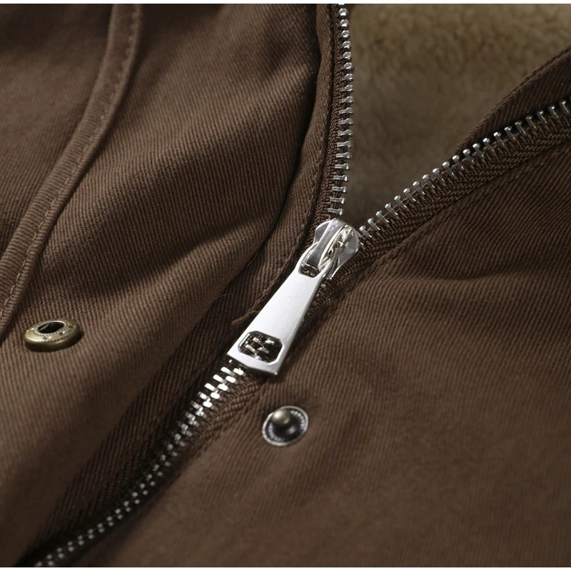 Chic Fur Collar Hooded Women's Cotton Jacket Solid Zipper Slim Waist Pocket Warm Thick Coat 2025 Autumn Winter Lady New Outwear