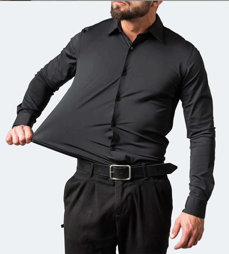 6xl summer black White Oversize men's long-sleeved Dress shirt  High quality elastic force non-iron  business casual