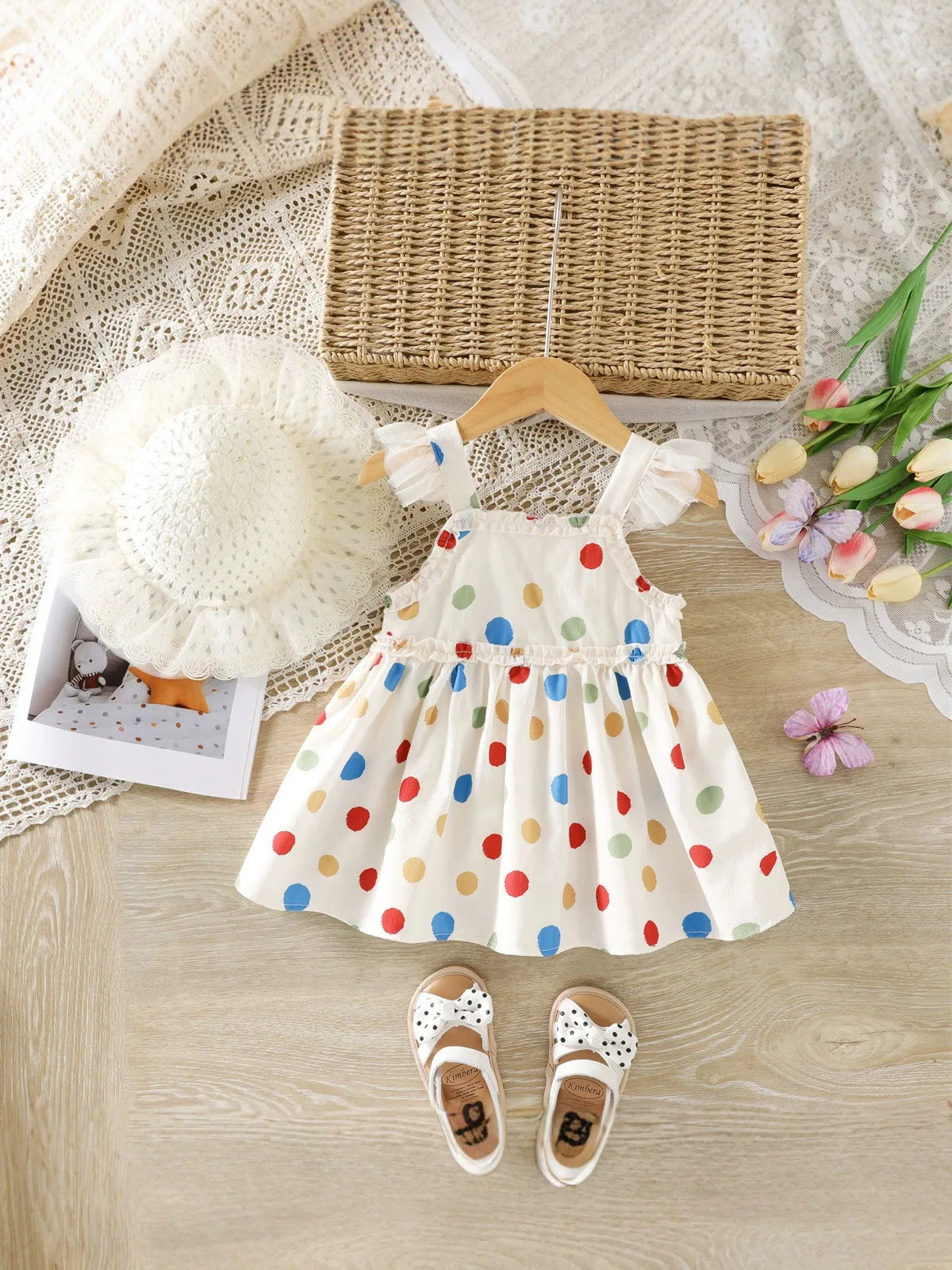 1-3Y Baby Girl's Clothing Baby's Cute and Sweet Dress Summer New Children's Clothing Colorful Polka Dot Camisole Girls' Dress