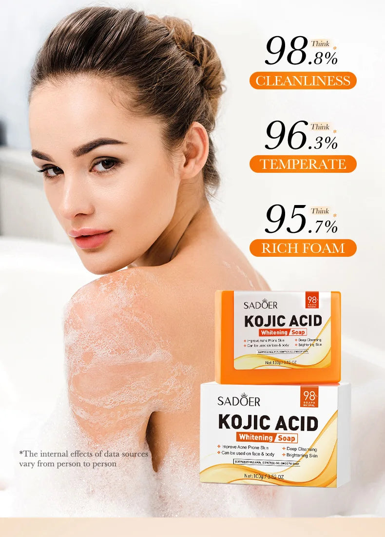 Handmade Whitening Soap Skin Care Deep Cleaning Moisturizing Cleansing Essential Temperate Soap Brighten Skin Kojic Acid Soap