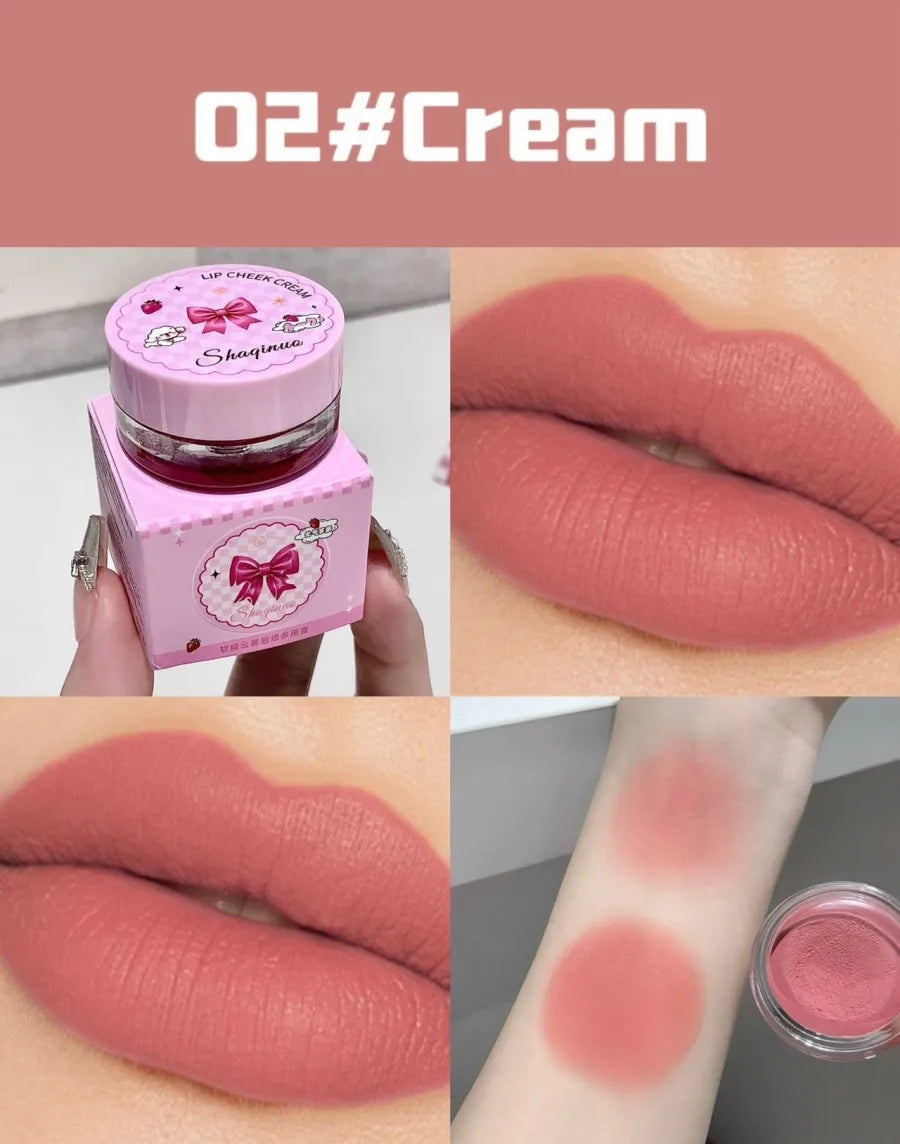 Lip and Cheek Dual-Purpose Lip Mud Lipstick SHAQINUO Natural Smooth  Easy-apply All-match Matte Monochrome Blush Cream