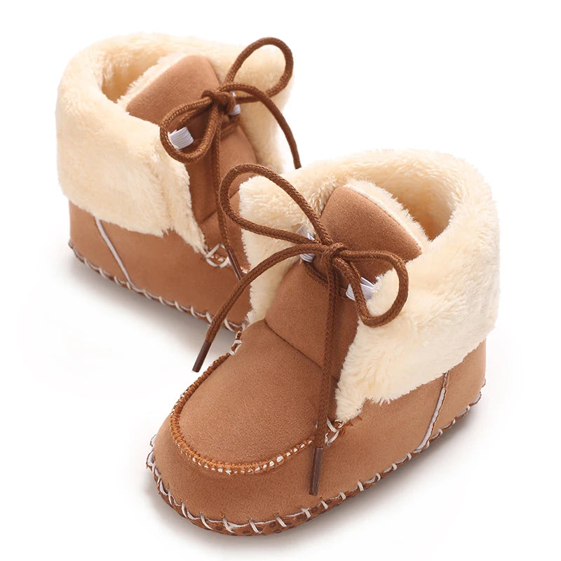 Autumn and Winter Baby Plush Thick Warm Cotton Shoes 0-18 Months Soft Soled Comfortable Non Slip Boots
