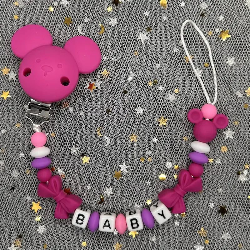 2024 Baby Teether Handmade Personalized Name Pacifier Clips Holder Chains Silicone Pacifier Chain Clips Baby Teething Chain Gift