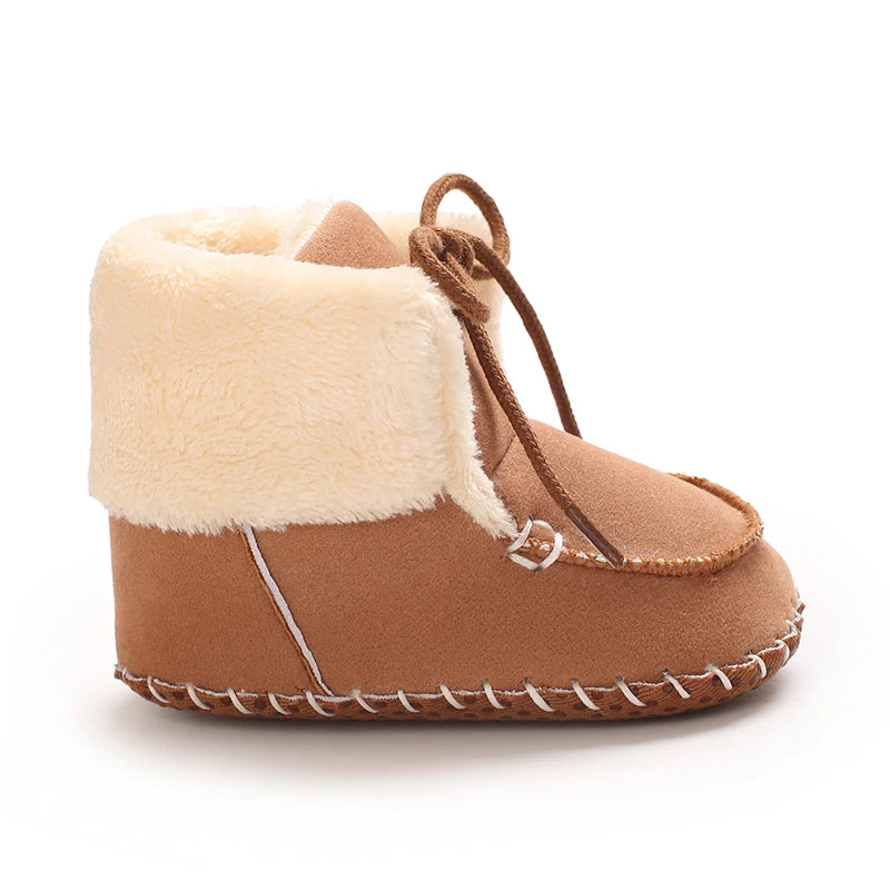 Autumn and Winter Baby Plush Thick Warm Cotton Shoes 0-18 Months Soft Soled Comfortable Non Slip Boots