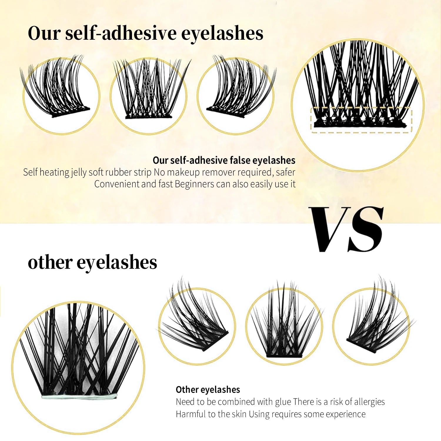 Self Adhesive Cluster Lashes Reusable DIY Lash Extensions Kit No Glue Needed Individual Eyelash Set Wispy Natural Lash Clusters