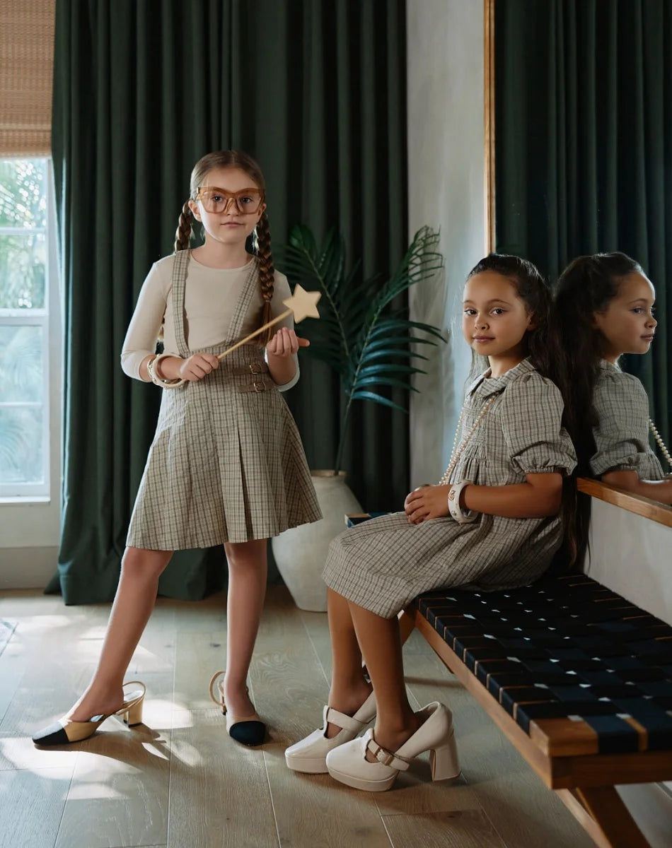 AS  SS26 Heritage collection brown Checked smocking  girls dress knitting boys sister brother family match clothes